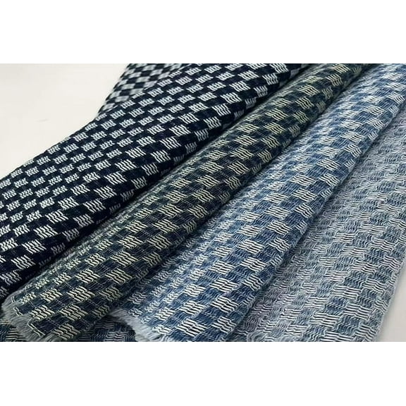 Heavy Winter Denim Fabric - 10 oz Check Jacquard Cotton Non-Stretch Textile for Cold Weather Pants, Thickened Apparel Material 1-Yard (68") 338GSM-Classic Washed Light Blue