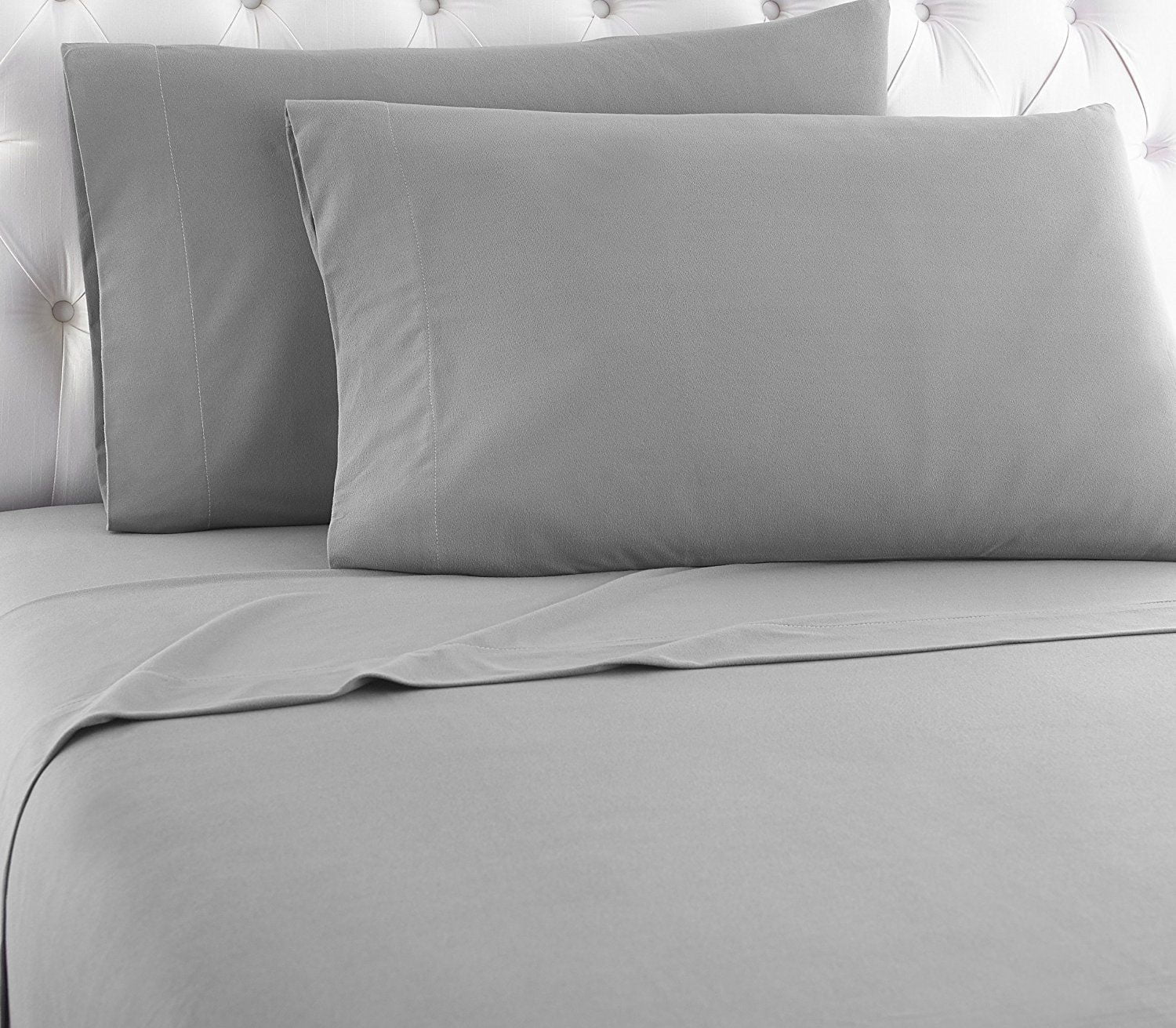 Best Linen 100% Cotton Flannel Bed Sheet, Full – Deep Pocket, Gray