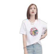 Heavy Work New Chinese Short-Sleeved Tops Women'S Summer New Fashion Yangqi Thin Casual T-Shirt Black Free Size Sober And Stylish Combed Cotton Loose Commuting Regular Slim Fit