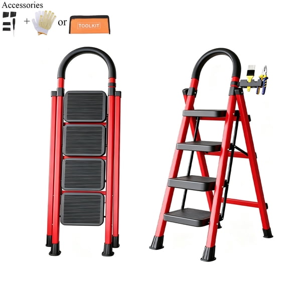 Heavy-duty 2/3/4/5-step Portable Folding Ladder, 330 Lbs Weight Capacity, Durable Plastic Folding Ladder With Non-slip Steps, Lightweight And Portable, Suitable For Both Household And Industrial Use