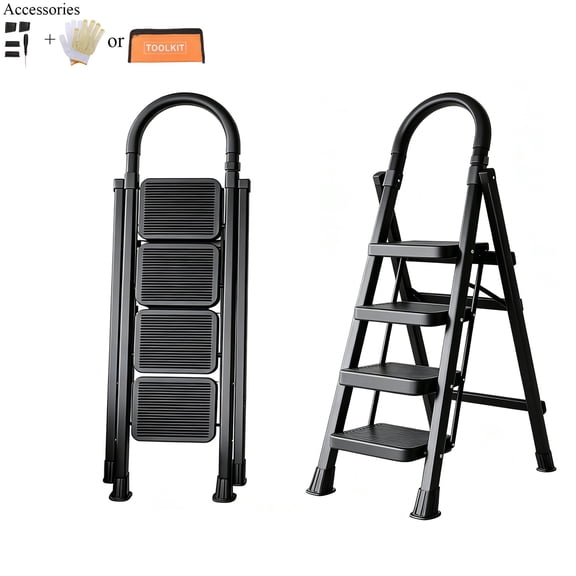 Heavy-duty 2/3/4/5-step Portable Folding Ladder, 330 Lbs Weight Capacity, Durable Plastic Folding Ladder With Non-slip Steps, Lightweight And Portable, Suitable For Both Household And Industrial Use