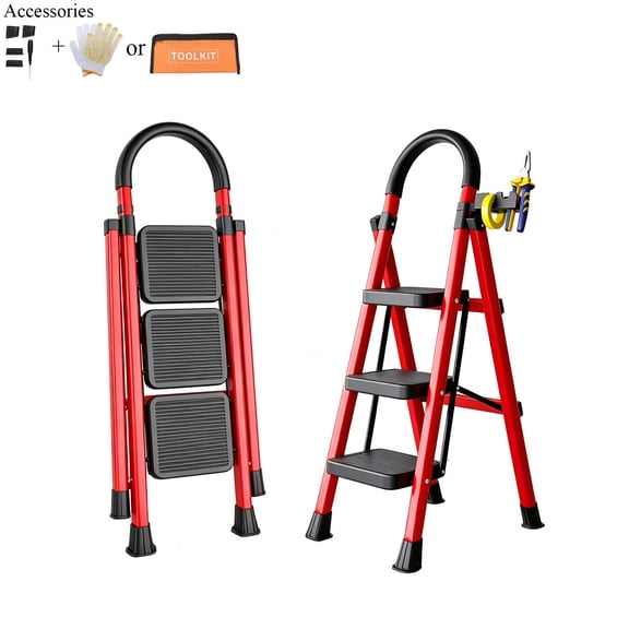Heavy-duty 3/4/5-step Portable Folding Ladder, 330 Lbs Weight Capacity, Durable Plastic Folding Ladder With Non-slip Steps, Lightweight And Portable, Suitable For Both Household And Industrial Use