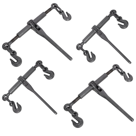 , Heavy duty 3/8" - 1/2" Ratchet Binders, 9200lbs Working Load breaking, G70 Hooks Adjustable Length, 4-Pack, Black Hammertone color, Black ,Steel ,