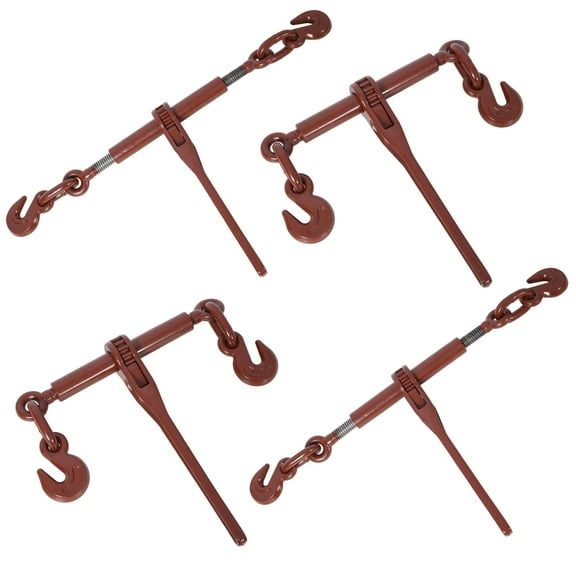 Heavy duty 3/8" – 1/2" Ratchet Binders, 9200lbs Working Load breaking, G70 Hooks Adjustable Length, 4-Pack, Red,