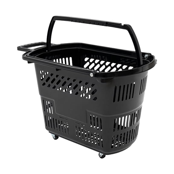 Heavy-duty 35L PP Rolling Baskets - 4 Wheels Portable Design for Bookstore KTV Factory Classroom Goods Carrying & Storage