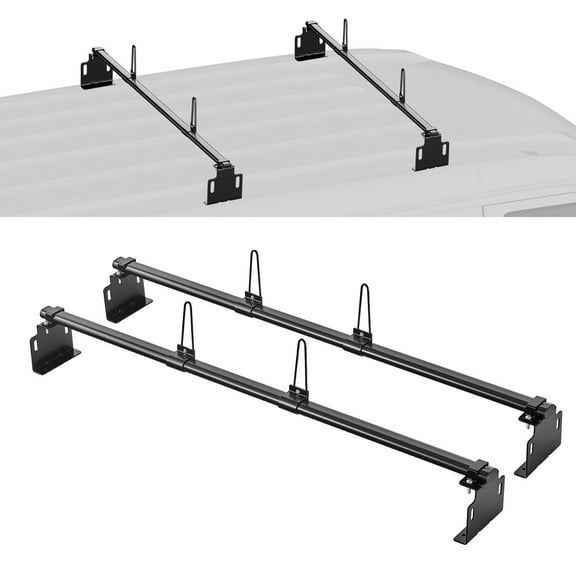Heavy-duty 60" Van Ladder Rack with 2 Crossbars, 500 lb Capacity Steel Roof Rack for Trucks and Universal Vehicle Roofs
