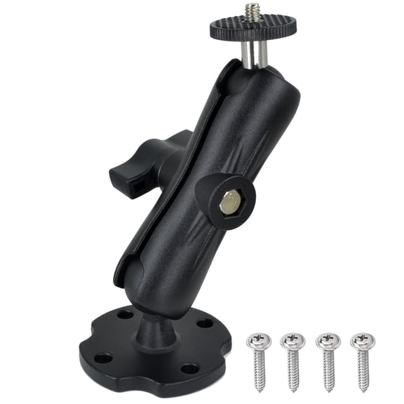 Heavy-duty Camera Wall/desktop Mount With 1/4"-20 Thread Aluminum Alloy Arm Dual Ball Heads 1-inch Tpu Free Rotation Compatible Dslr Cctv Ram B System