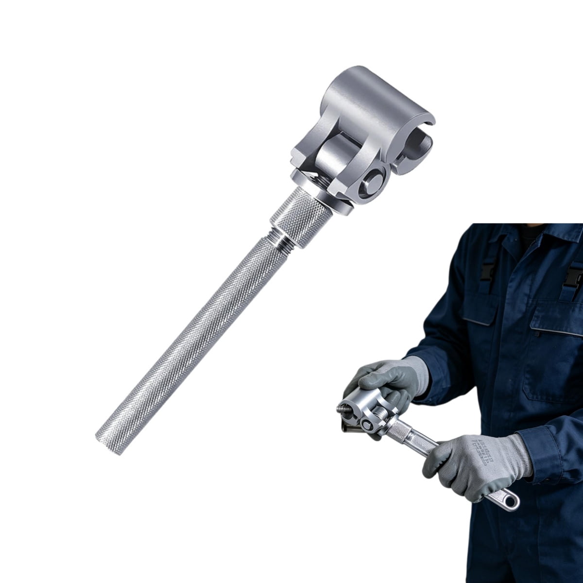Technician holding compact adjustable hinge alignment tool