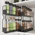 thumbnail image 1 of Heavy-duty Double-layer Sliding Spice Rack Organizer with Labels - Adjustable Metal Kitchen Cabinet Storage Rack, Space-saving Sliding Mechanism, Jars Not Included - Perfect for Pantry and Kitchen, 1 of 5