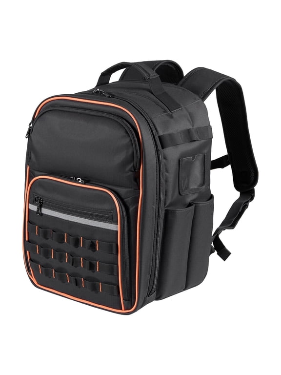 Heavy-duty Electrician Backpack with 49 Pockets,Laptop Compartment&Reinforced Base-Durable Tool Storage Organizer for Jobsite and Repairs