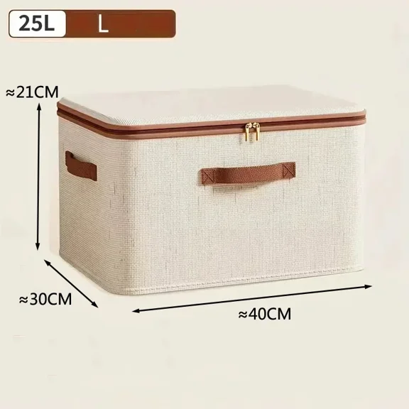 Heavy-duty Hard Shell Cotton Linen Zipper Storage Organizer Box with Lid Large Household Storage Box for Clothes Toys Blankets