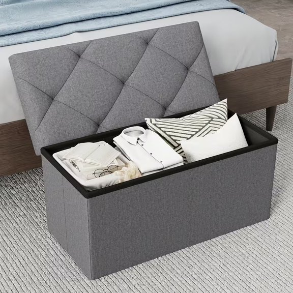 Heavy-duty Multi-functional Folding Storage Stool with Cushion, Space-saving for Organizing,