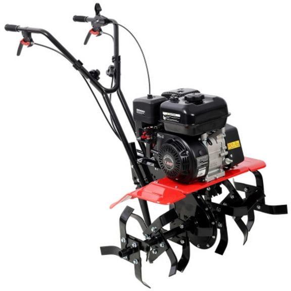 Heavy duty Power tiller, 7HP Gas Engine 212CC, 6 Blades 32.5" Wide 10" Deep Cultivator - Garden Soil Prep for Planters Vegetable Beds and More.