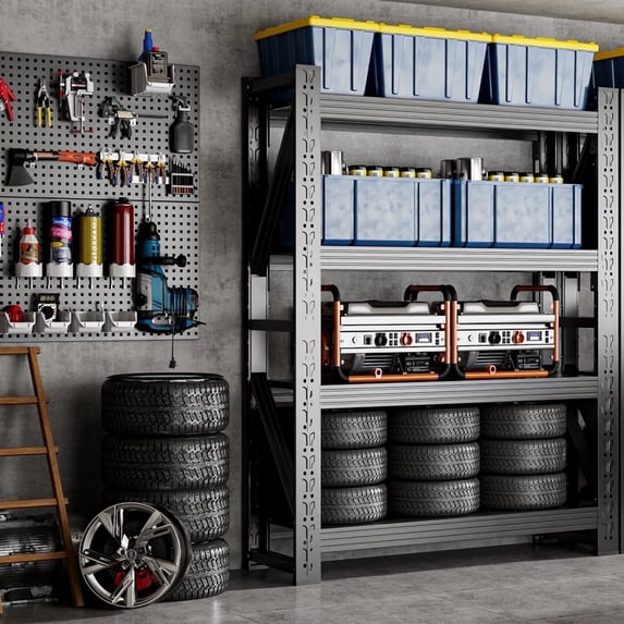 Welfiya 32"W Garage Shelving,4-Tier Heavy Duty Storage Shelves Unit with Adjustable Metal Shelf for Warehouse,Basement,Workshop,3200LBS,32"W x 20"D x 79"H,Black