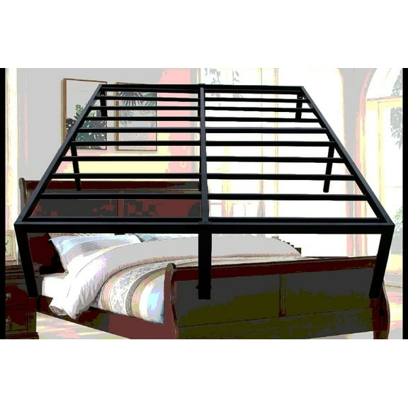 Twin XL Size Metal Platform Bed Foundation with Durable Steel, Black, for Bedroom