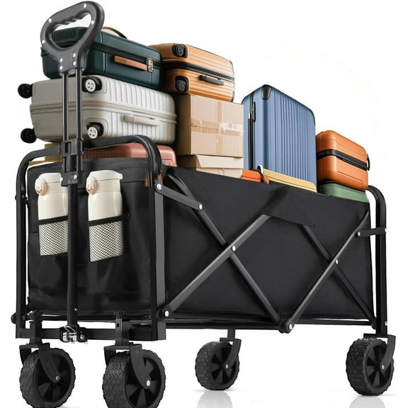 Heavy-duty beach cart, suitable for carrying groceries, camping gear, shopping items, and garden tools.