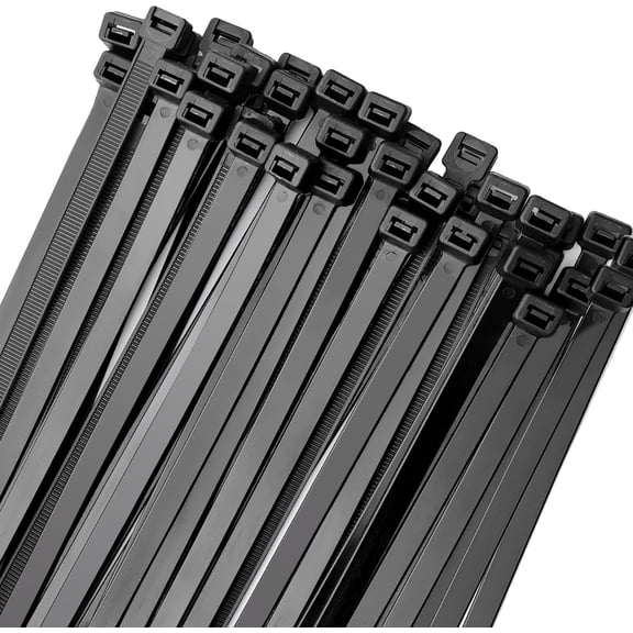 Heavy duty cable ties 16 inches 100 pack, 175-pound tensile strength, industrial grade large strong cable tie self-locking wire ties, suitable for outdoor and indoor use - black.