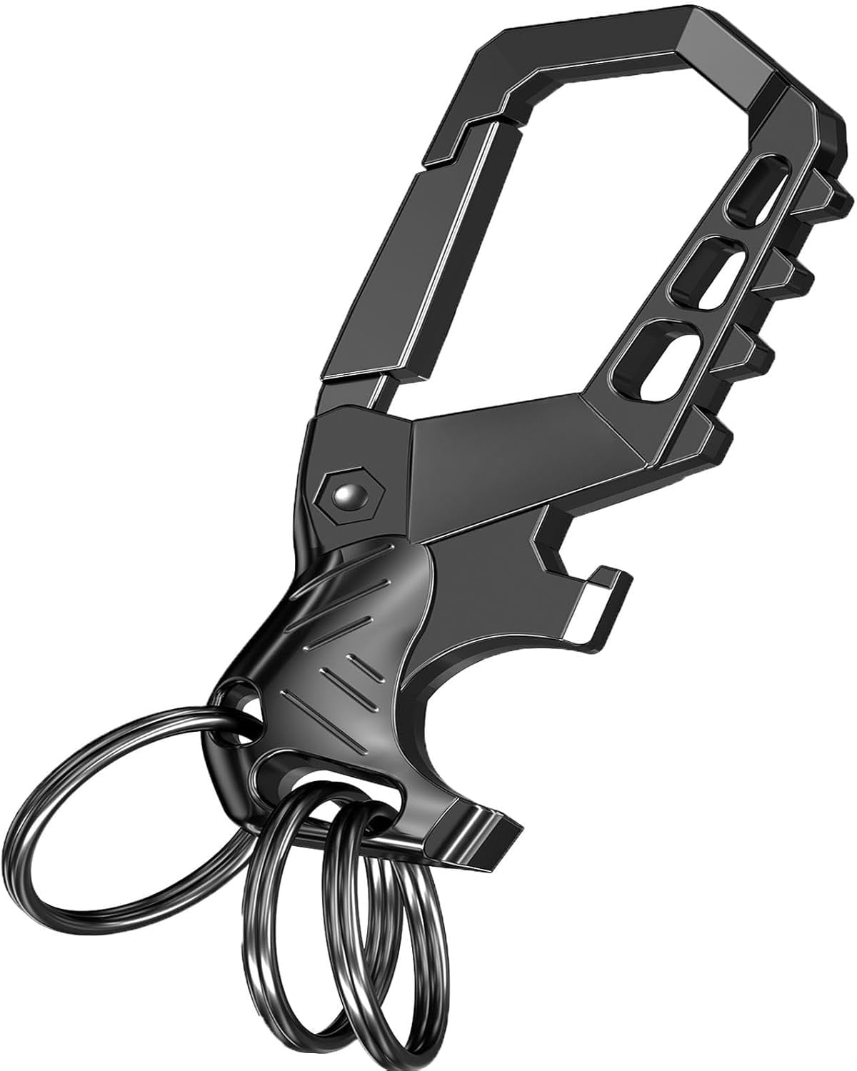Heavy duty metal keychains, Carabiner clip Car key chains,Fashion family keychain bottle opener and 3 Key Rings suitable for men and women.(Gold+Multicolor)