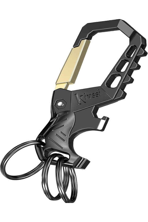 Heavy duty metal keychains, Carabiner clip Car key chains,Fashion family keychain bottle opener and 3 Key Rings suitable for men and women.(Multicolor-1pcs)