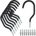 thumbnail image 1 of Heavy-duty screw hook, for hanging plants, outdoor string lights, bicycles, 8-pack large ceiling hooks, no drilling garage organization and storage, black, 1 of 3