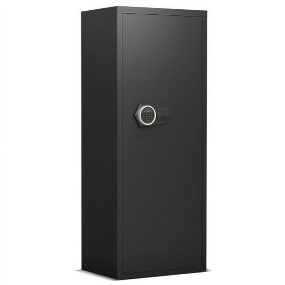 Heavy duty all steel unassembled gun cabinet - biometric lock, 4 Ways to Open,dual alarm function, 7-8 gun capacity, silent operation, emergency battery box, Multi functional and adjustable stock