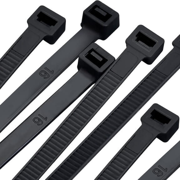 Heavy-duty ties 16-inch 100-pack, 200-pound super strong large cable ties, plastic cable ties, indoor and outdoor extra long ties, black
