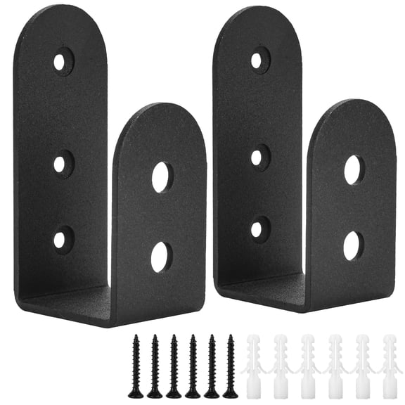 Heavy metal bracket door sill reinforcement kit -2 open pole frame U-shaped brackets, can accommodate 2x4 poles, 700 pound force, rust proof iron, used for indoor/outdoor door safety