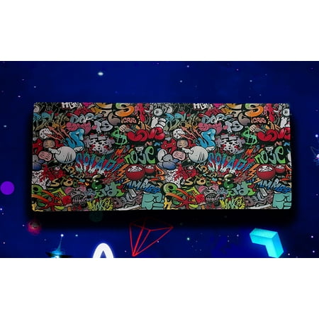 HeavySlap 36" Wide Extra Large Gaming Mouse Pad with Multicolor Graffiti Pattern XL Extended Size