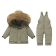 thumbnail image 1 of Heavyweight 2 Piece Snowsuit Boys Girls Winter Ski Suits Clothes Waterproof Warm Hooded Puffer Jacket and Snow Bib Pants, 1 of 9