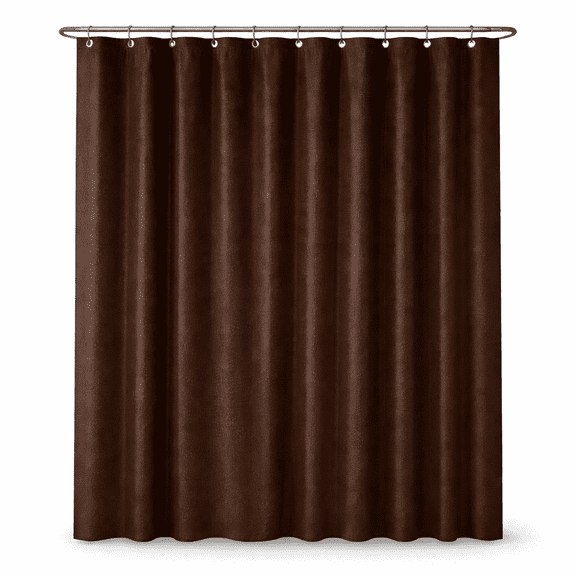 Heavyweight Chocolate Brown Vinyl Shower Curtain Liner 70 x 72 Waterproof with 12 Metal Grommets Reinforced Top