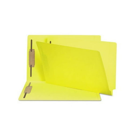 Heavyweight Colored End Tab Folders with Two Fasteners Straight Tab, Legal Size, Yellow, 50/Box
