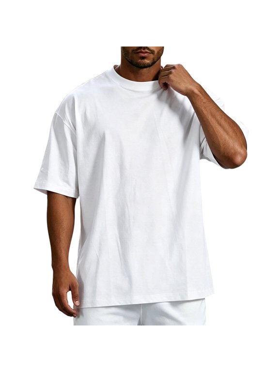 Heavyweight Cotton T Shirts for Men Oversized Mens Tshirt Short Sleeve Crewneck Basic Tee Loose Casual Streetwear Summer Tops