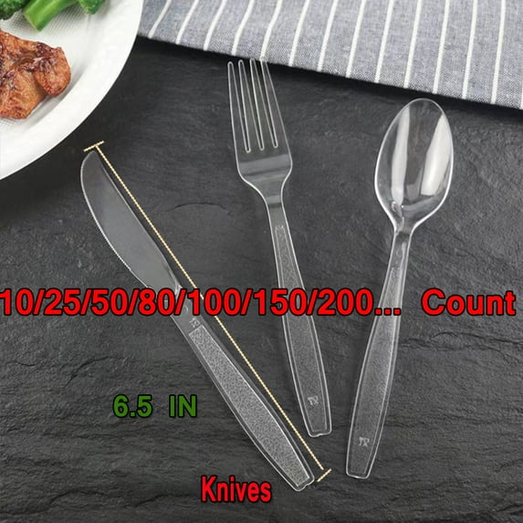 Heavyweight Disposable Forks Weight Disposable Plastic Forks - Clear 6.5inch Heavy Duty Clear Cutlery - Plastic Utensils - Perfect for Parties and Restaurants
