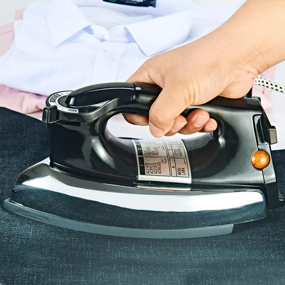 Heavyweight Dry Iron with Non-Stick Soleplate and Overheat Safety Protection - Professional Electric Iron for Clothes and Industrial Use