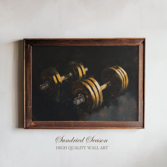 Heavyweight Dumbbell Art Bold Gym Wall Decor Strength Training Fitness, Unframed Canvas 8x10in