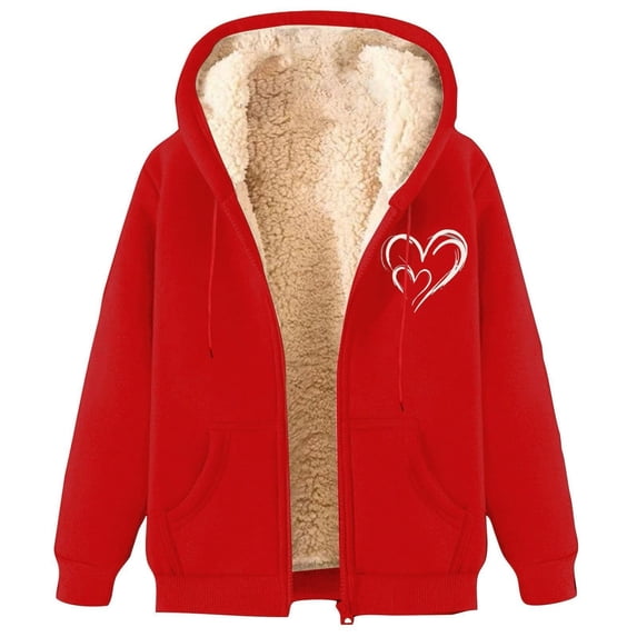 QHFBli Hoodies for Women Winter Fleece Sweatshirt - Full Zip Up Thick Sherpa Lined Hooded Jacket