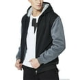 thumbnail image 1 of Heavyweight Fleece Lined Drawstring Hoodies for Men Fashion Color Block Full Zip Up Warm Winter Sweatshirts Work Jackets, 1 of 8