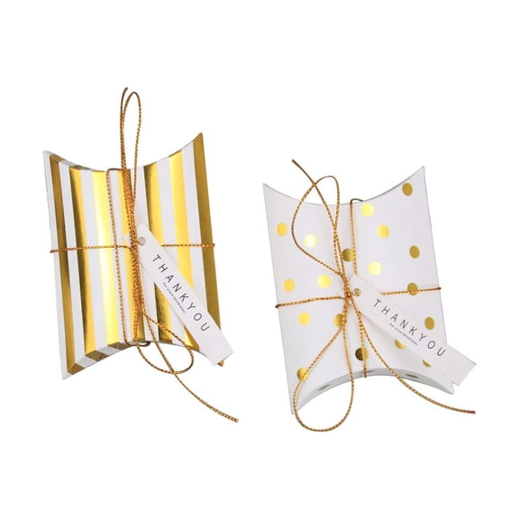 Heavyweight Foil Stamped Dots & Stripes Party Favor Boxes (50 Pack) | Perfect For Dinner Parties, Weddings, & Events