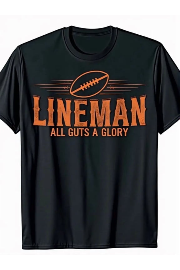 Heavyweight Football T-Shirt - All Cuts No Glory Graphic Tee, Classic Fit Men's Shirt for Offensive/Defensive Linemen - Bold American Football Design, Machine Washable