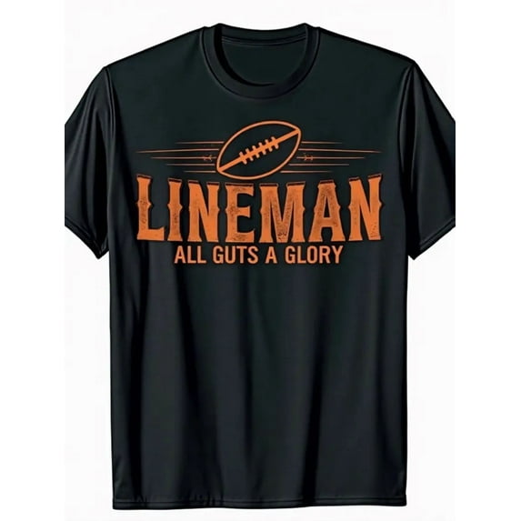 Heavyweight Football T-Shirt - All Cuts No Glory Graphic Tee, Classic Fit Men's Shirt for Offensive/Defensive Linemen - Bold American Football Design, Machine Washable