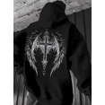 thumbnail image 1 of Heavyweight Gothic Winged Cross Back Print All Season Pullover Soft Hoodie Shirt for Men & Women, up to Size 5XL, 1 of 2