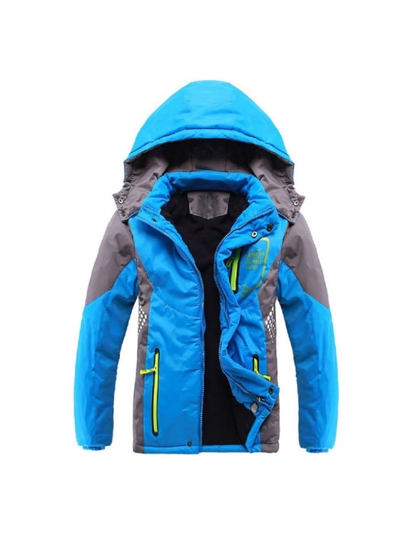 Heavyweight Hooded Puffer Jacket Warm Water-Resistant Coats For Boys Winter Coat 10-12 Latest Boys Thicken Fleece Hooded Jacket Warm Quilted Coat Outdoor Cool Cute Fashion for Winter Autumn Spring