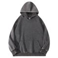 thumbnail image 1 of Heavyweight Hoodies for Men with Front Pocket Pullover Long Sleeve Sweatshirts Mens Trendy Solid Color Washed Vintage Going-Out Streetwear Hoodie Tops, 1 of 2