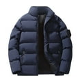 thumbnail image 1 of Heavyweight Jackets for Men Thicken Winter Warm Puffer Down Coat Stand Collar Full-zip Quilted Outerwear Jacket (3XL, Dark Blue), 1 of 1