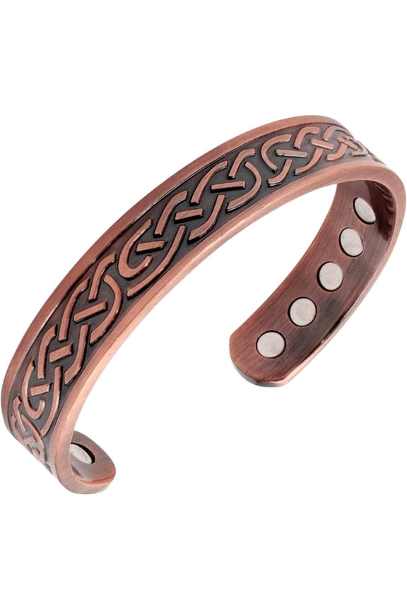 Heavyweight Large Copper Celtic Magnetic Cuff Bracelet for Men, with 10 Magnets