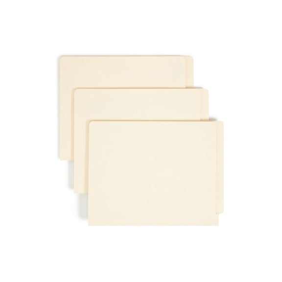 Heavyweight Manila End Tab Folders 9.5" Front, Straight Tab, Letter Size, 100/Box