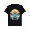 thumbnail image 1 of Heavyweight Nautical Boat Graphic Retro Inspired Adventure Style Unisex T-Shirt, for men & women, up to size 5XL, 1 of 2