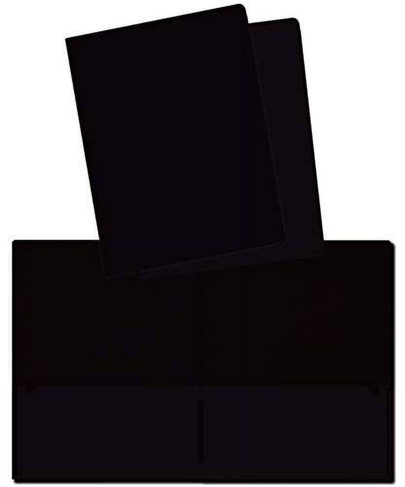 Heavyweight Plastic 2 Pocket Portfolio Folder, Letter Size Poly Folders by Better Office Products, 24 Pack (Black)