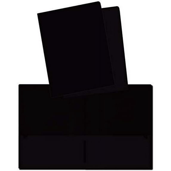 Heavyweight Plastic 2 Pocket Portfolio Folder, Letter Size Poly Folders by Better Office Products, 24 Pack (Black)