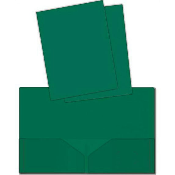 Heavyweight Plastic 2 Pocket Portfolio Folder, Letter Size Poly Folders by Better Office Products, 24 Pack (Green)